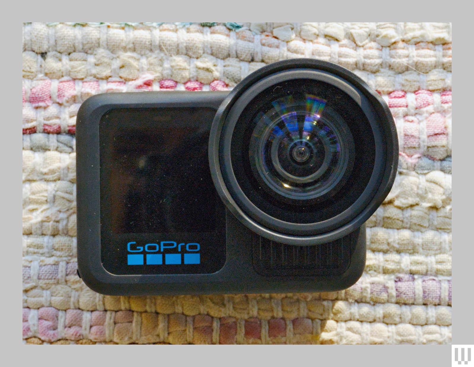 The GoPro Hero 13 Black a small camera with a digital screen on the left and a circular lens on the right