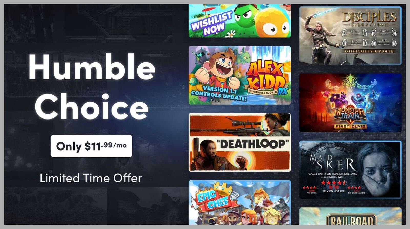 Humble Bundle advertisement featuring game art.