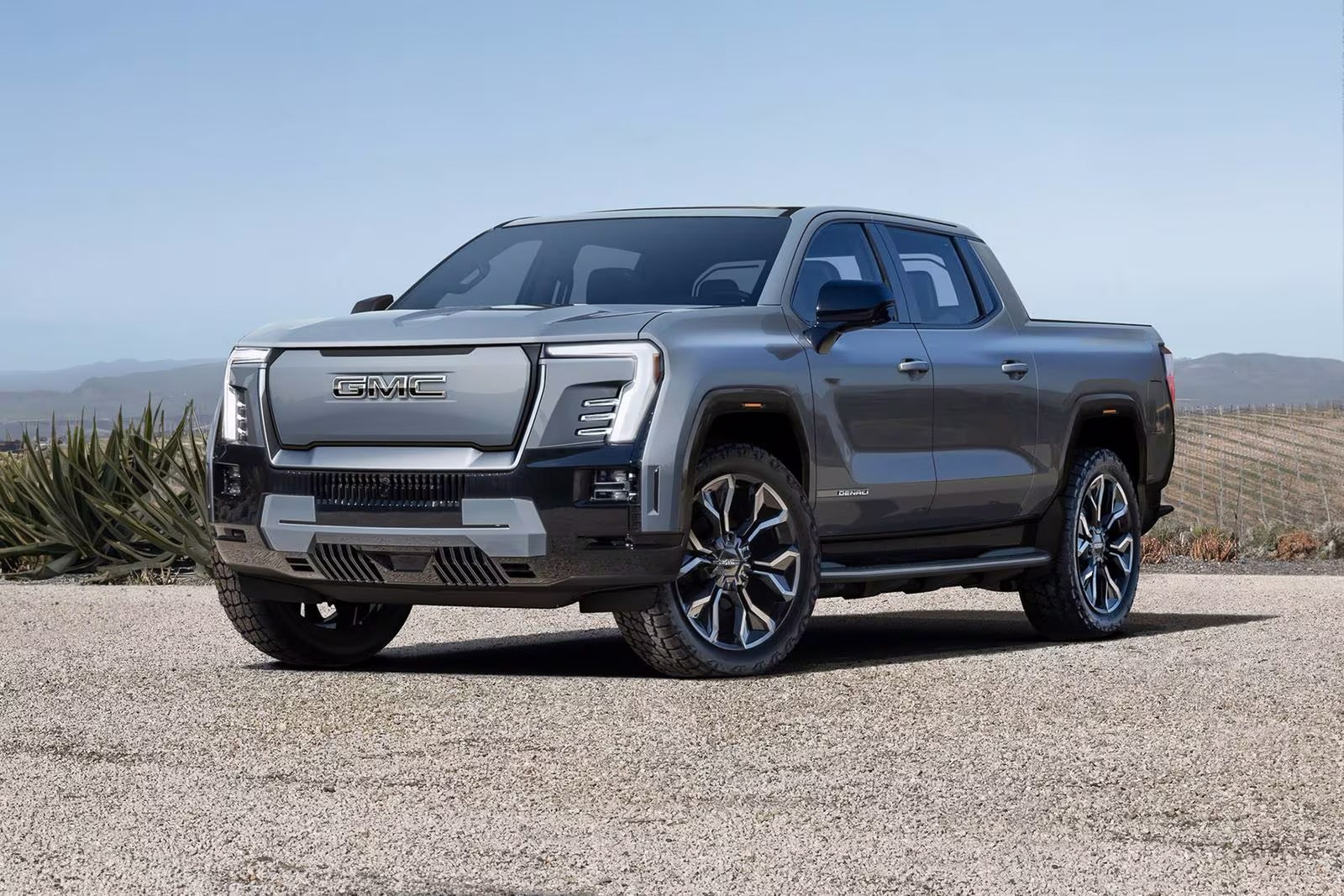 A big grey pickup truck