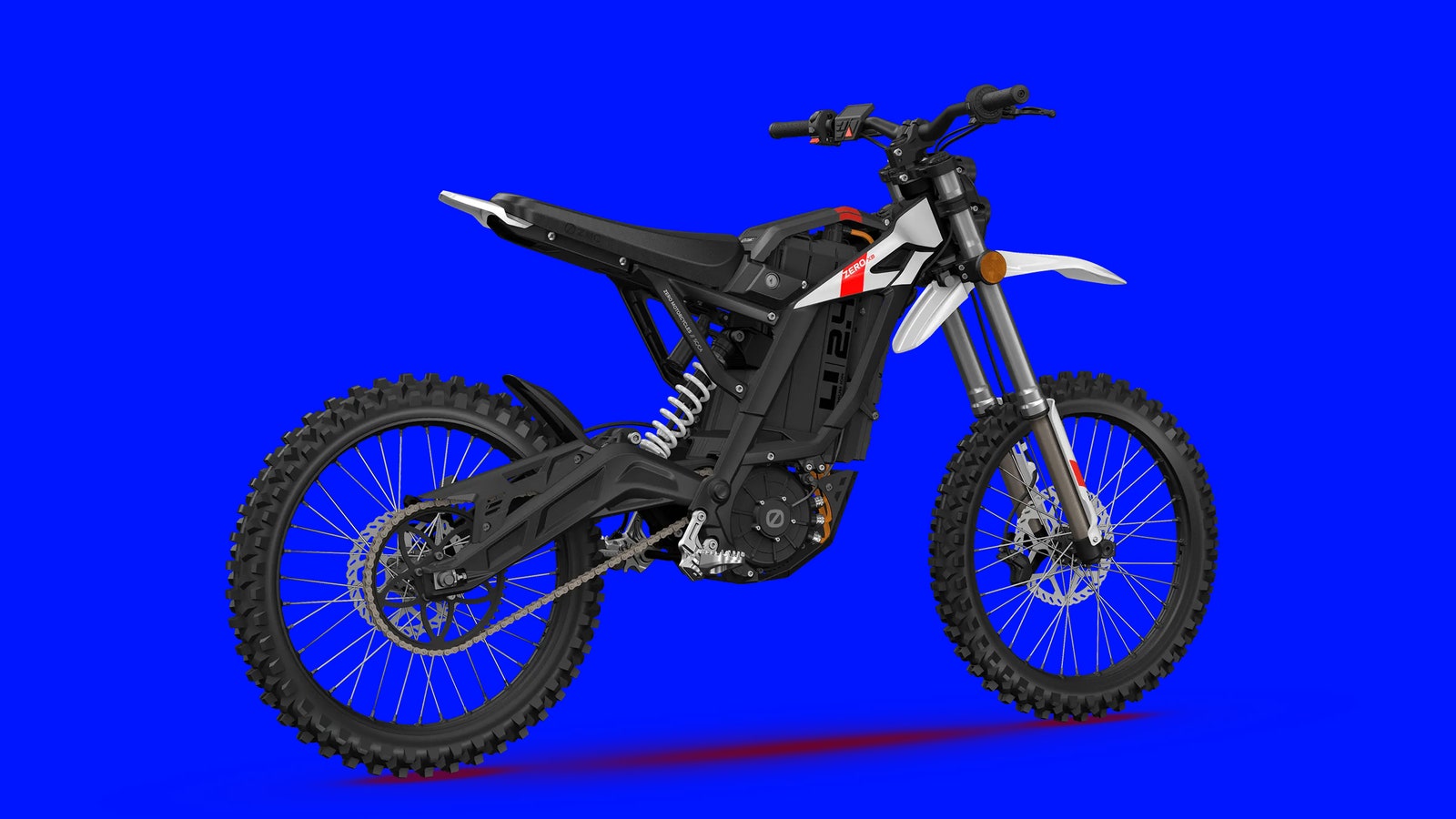 a dirt bike on a blue background