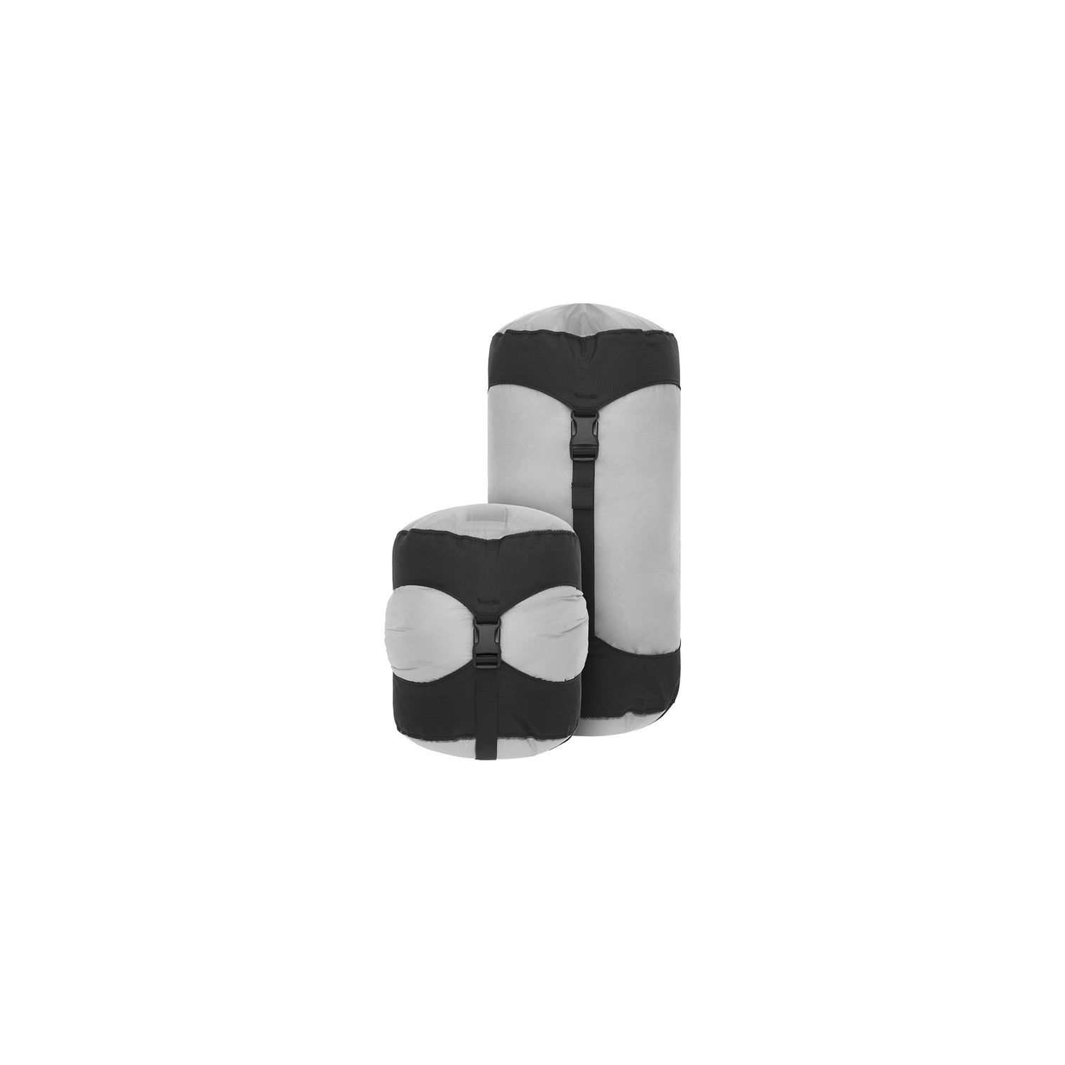 Gray and white compression stuff sack