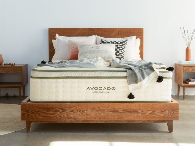 Avocado Green Mattress on bed frame