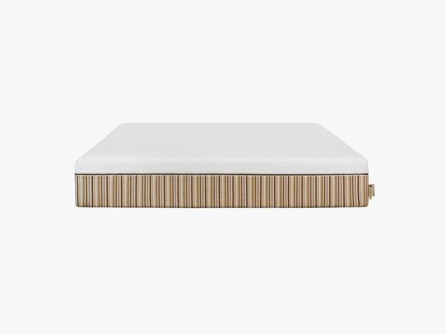 Essentia Tatami Organic Mattress with white top and striped sides