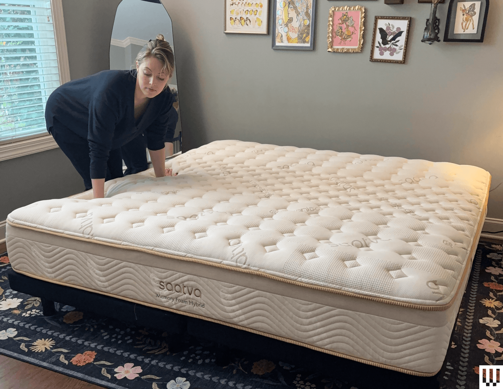 Image may contain Furniture Adult Person Mattress Bed Face and Head